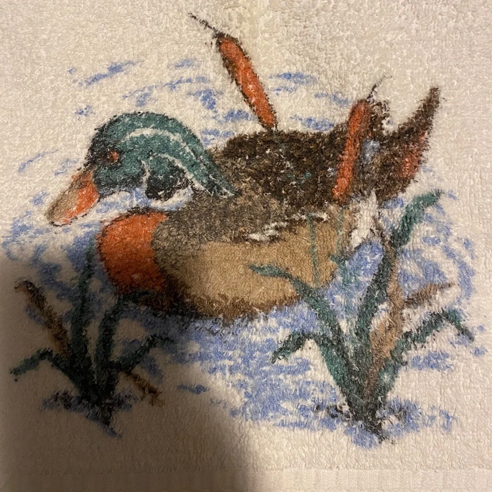 Vintage Cannon Wood Ducks White Cotton Dish Towel Set of (2)